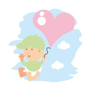 sevimli bebek erkek ve kalp aşk