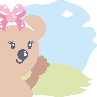 sevimli kadın ayı bebek hayvan izole simgesi