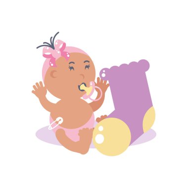 emzik ve çorap ile sevimli bebek kız