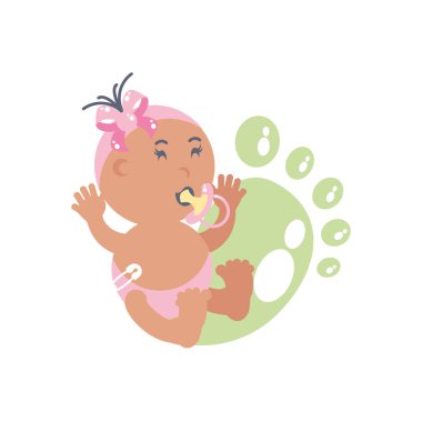 emzik ve ayak izi dekorasyon ile sevimli bebek kız