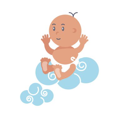 bulutlar ile sevimli bebek çocuk