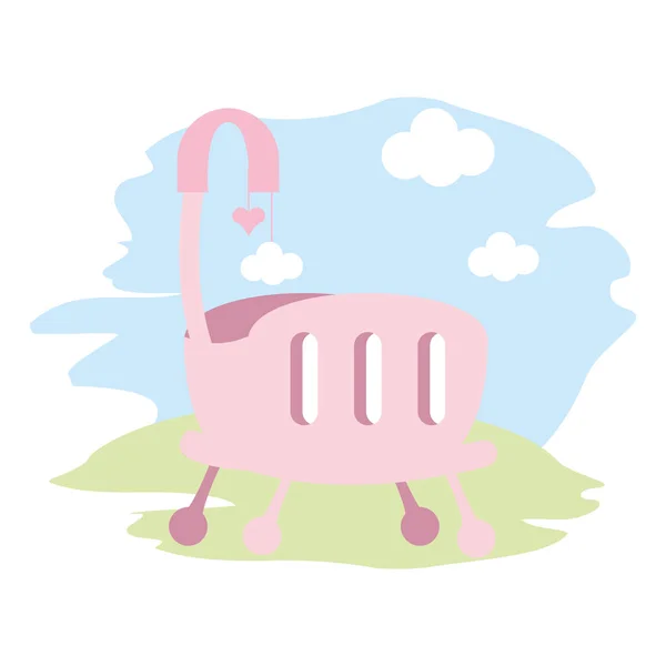 Cute baby crib isolated icon — Stock Vector