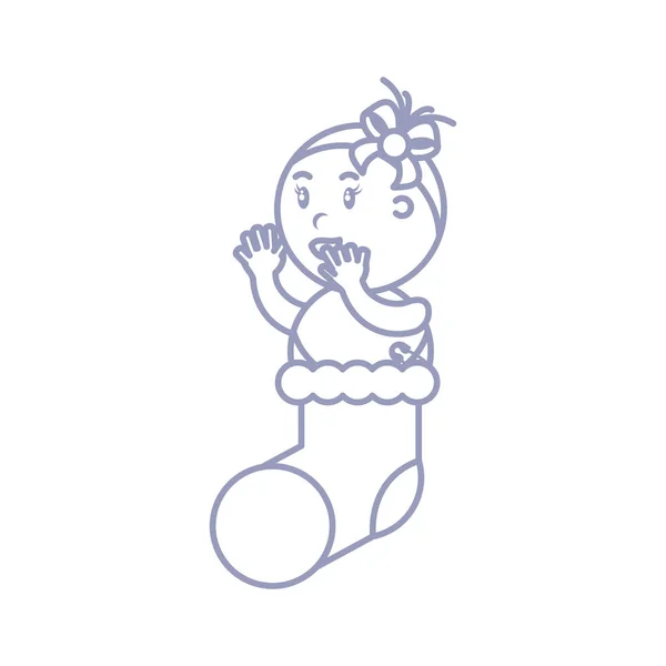 Mignonne bébé fille en chaussette — Image vectorielle