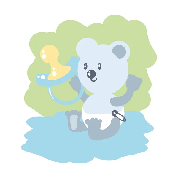 cute bear baby animal and pacifier