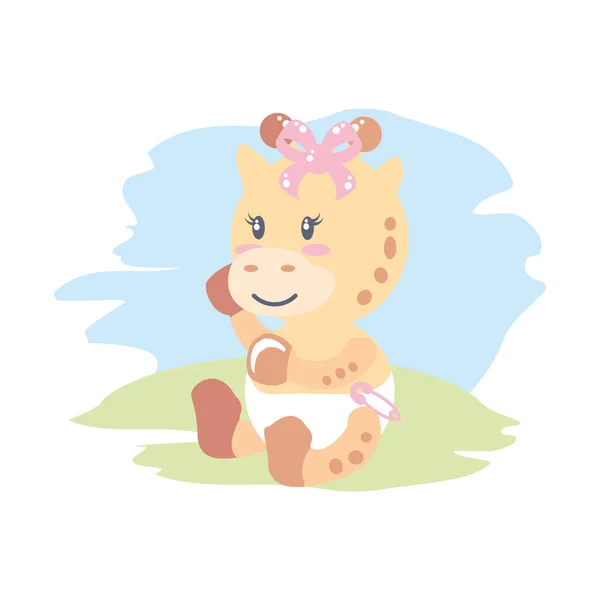 Lindo hembra jirafa bebé animal aislado icono — Archivo Imágenes Vectoriales