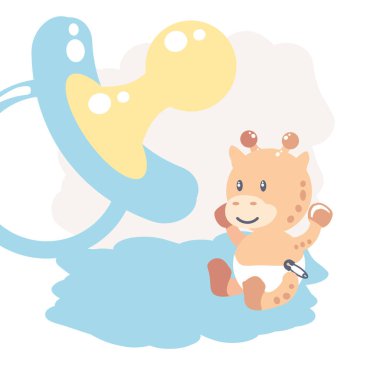 sevimli zürafa bebek hayvan ve emzik