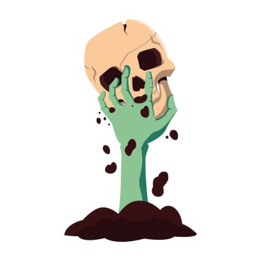 kafatası mutlu cadılar bayramı kutlama tasarımı ile zombi el