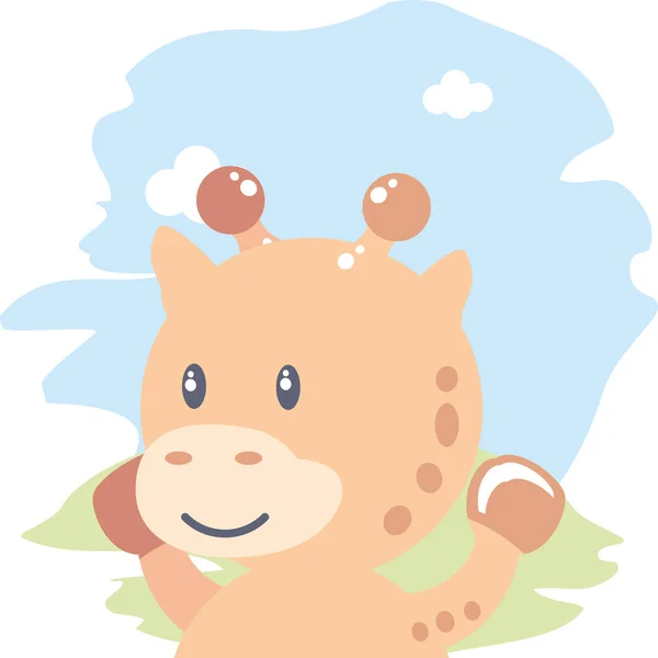 Cute giraffe baby animal isolated icon — Stock Vector