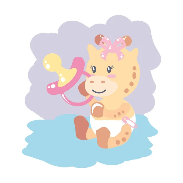 Χαριτωμένο θηλυκό καμηλοπάρδαλη μωρό και πιπίλα — Διανυσματικό Αρχείο