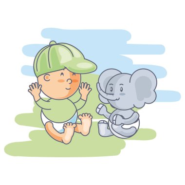 bebek erkek izole simgesi ile sevimli fil