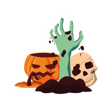 zombi el kabak mutlu cadılar bayramı kutlama tasarımı