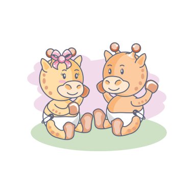 sevimli zürafalar bebek hayvanlar izole simgesi