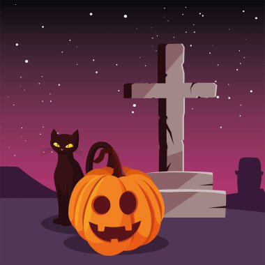 kabak kediler ve çapraz mutlu cadılar bayramı kutlaması