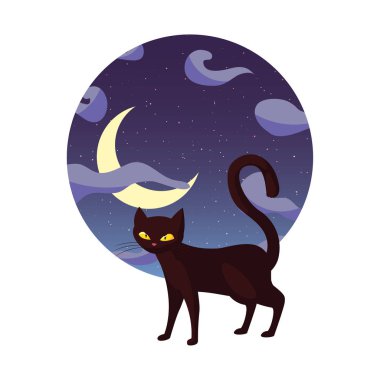 siyah kedi mutlu cadılar bayramı kutlama tasarımı