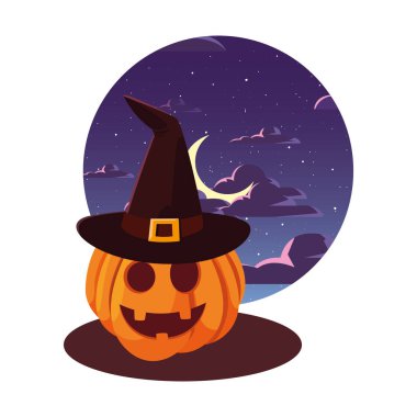 şapka mutlu cadılar bayramı kutlama tasarımı ile kabak