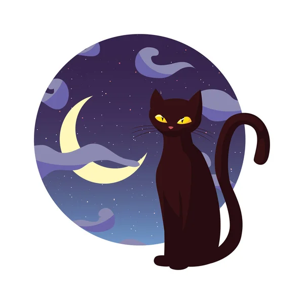 black cat happy halloween celebration design