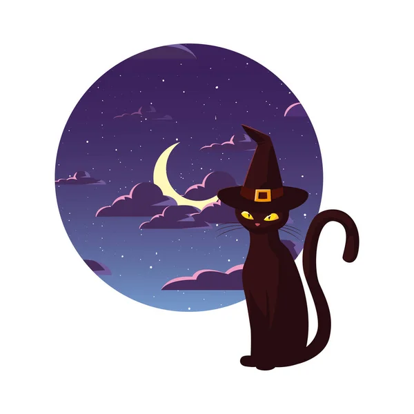 Gato feliz halloween celebración diseño — Vector de stock