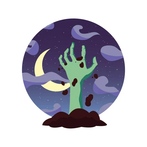 Zombie Hand glücklich Halloween Feier Design — Stockvektor