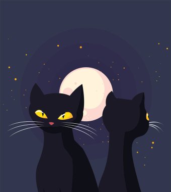 siyah kediler mutlu cadılar bayramı kutlama tasarımı