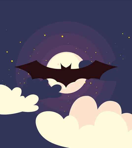 Murciélagos feliz halloween celebración diseño — Vector de stock