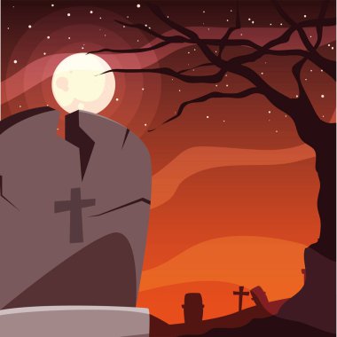 mezar taşı mutlu cadılar bayramı kutlama tasarımı