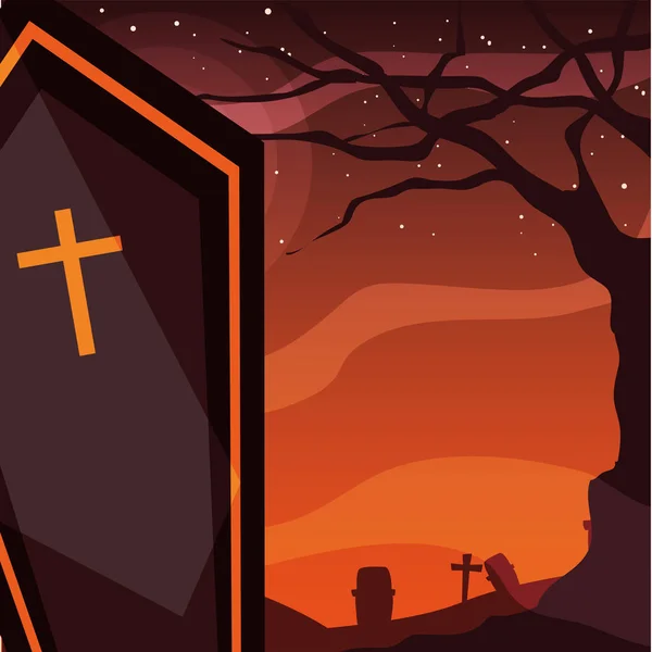Kistan Cemetery Happy Halloween firande — Stock vektor