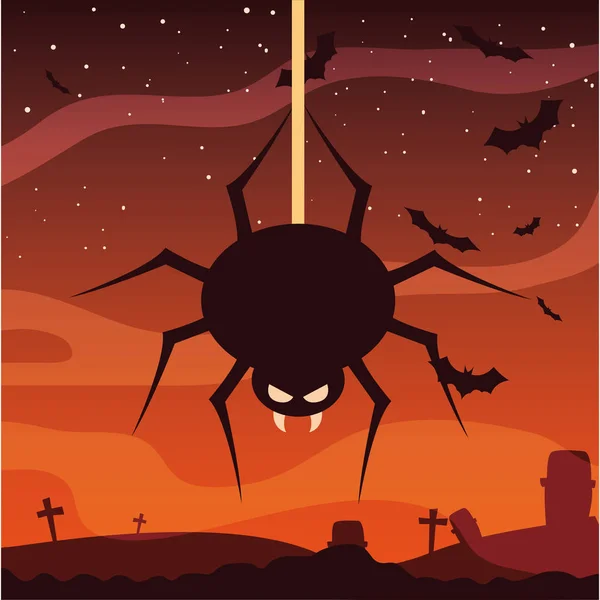 Diseño de celebración de Halloween feliz araña — Vector de stock