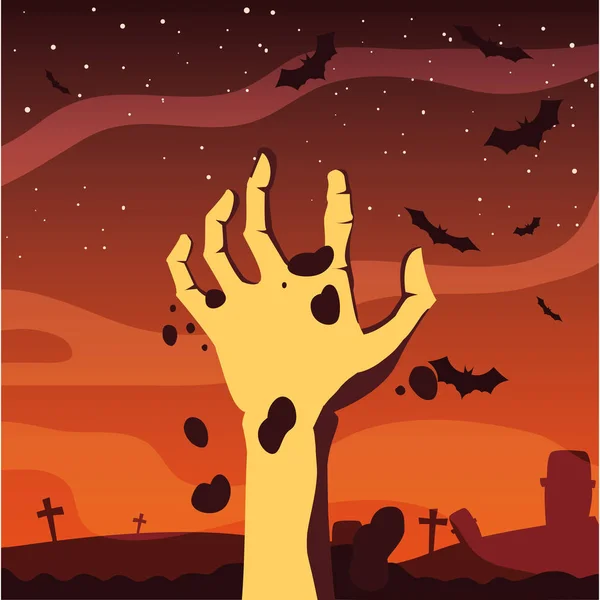 Zombie hand happy halloween celebration design — Stock Vector