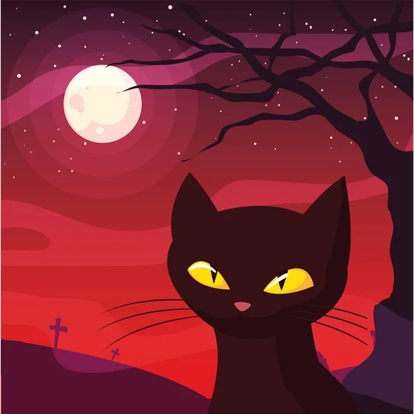 black cat happy halloween celebration design