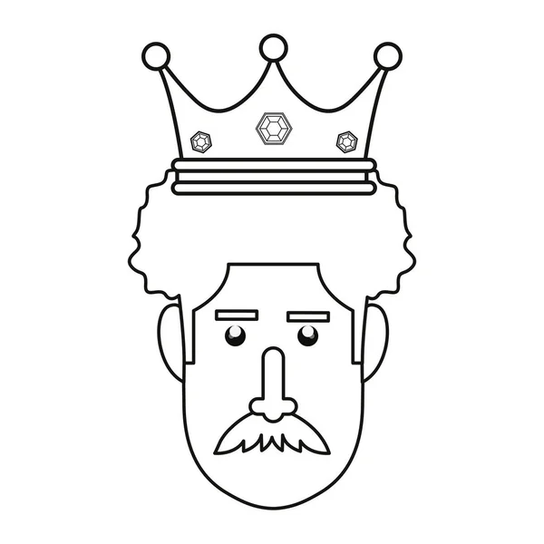 Visage homme avec couronne — Image vectorielle