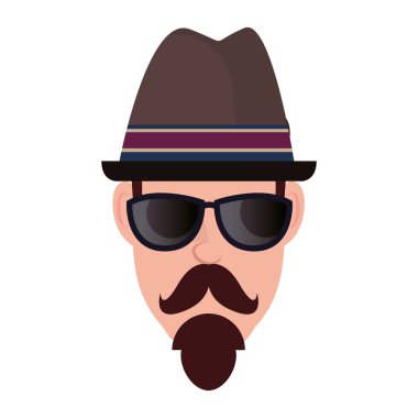 beyaz arka plan üzerinde hipster yüz adam