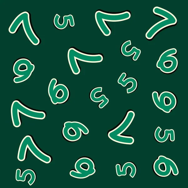 녹색 숫자 글꼴 패턴 배경 — 스톡 벡터