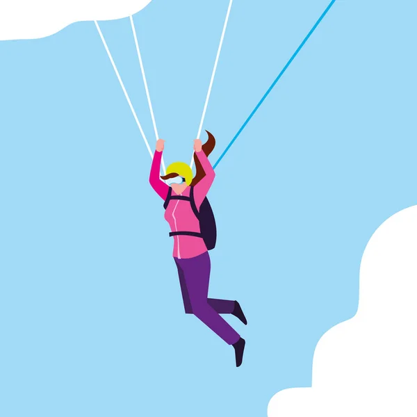 Vrouw Skydiver in Air avatar karakter — Stockvector