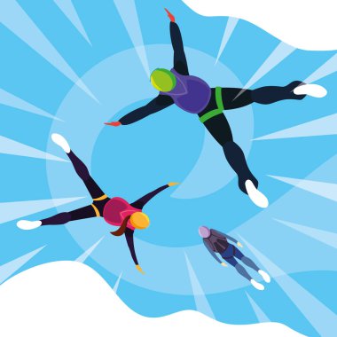 paraşüt kapalı havada skydivers grubu