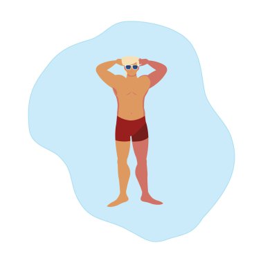 suda yüzen mayo ile genç adam