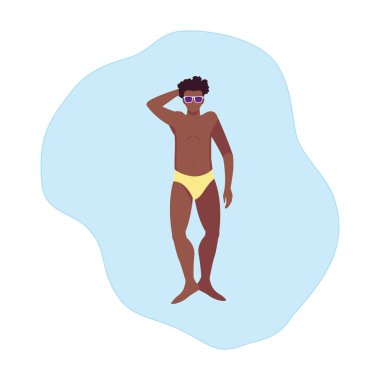 su içinde yüzen mayo ile genç Afro adam