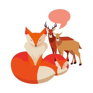 tilki ve geyikler mutlu sonbahar sezonu tasarımı