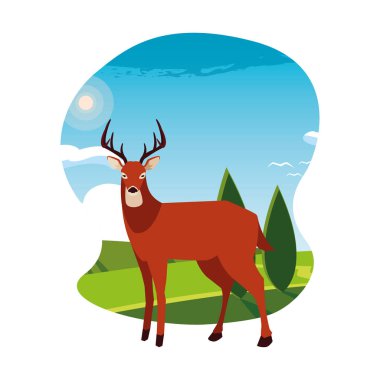 geyik mutlu sonbahar sezonu düz tasarım