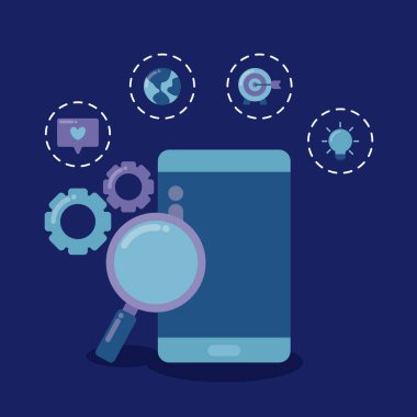 Sosyal medya simgelerine sahip akıllı telefon