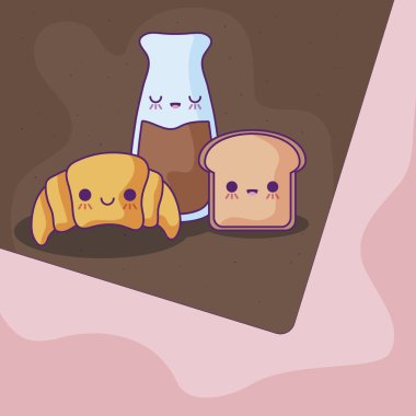 lezzetli gıda kawaii tarzı ile kahve şişesi