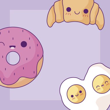 yumurta kızarmış ve kruvasan ile çörek deseni