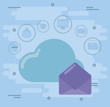 sosyal medya simgeleri ile bulut bilgi işlem