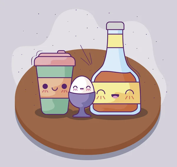 Botella de miel con deliciosa comida kawaii — Vector de stock