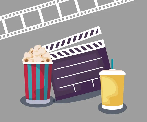 Кинотеатр с попкорном и напитками — стоковый вектор