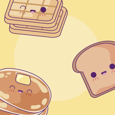 waffle ve dilim ekmek ile krep desen