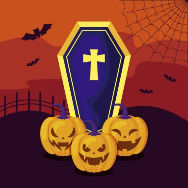 sahne cadılar bayramıta tabut ile kabak seti