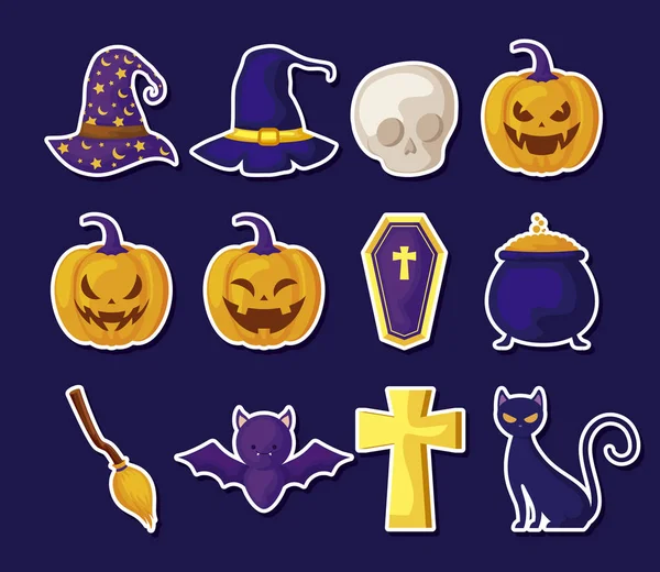 Set van pictogrammen Halloween traditionele — Stockvector
