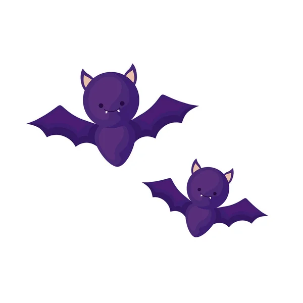Pipistrelli volare icona isolato di Halloween — Vettoriale Stock