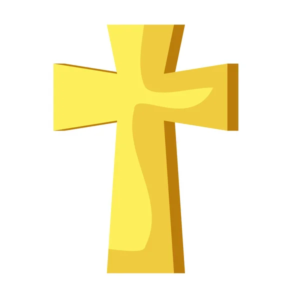 Croix décoration métallique icône isolée — Image vectorielle