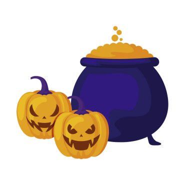 kazan izole simgesi ile halloween kabaklar